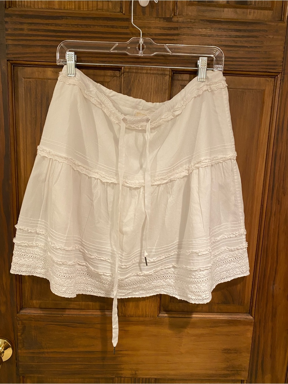 Abercrombie & Fitch White Tiered Eyelet Skater Skirt